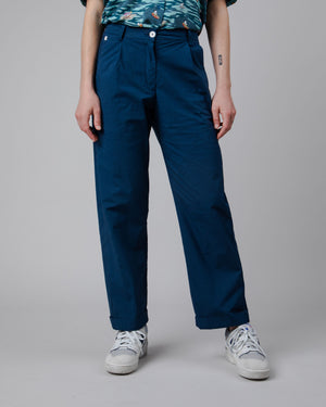 Elastic Pleated Chino Navy