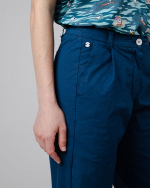 Elastic Pleated Chino Navy